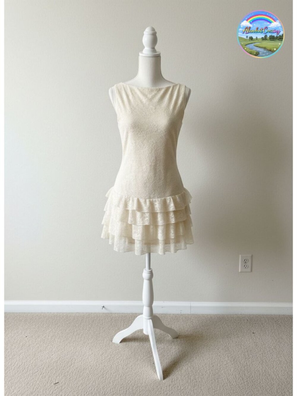 Sleeveless Mini Dress with Lace Layered Hem and Cowboy Music Festival Style